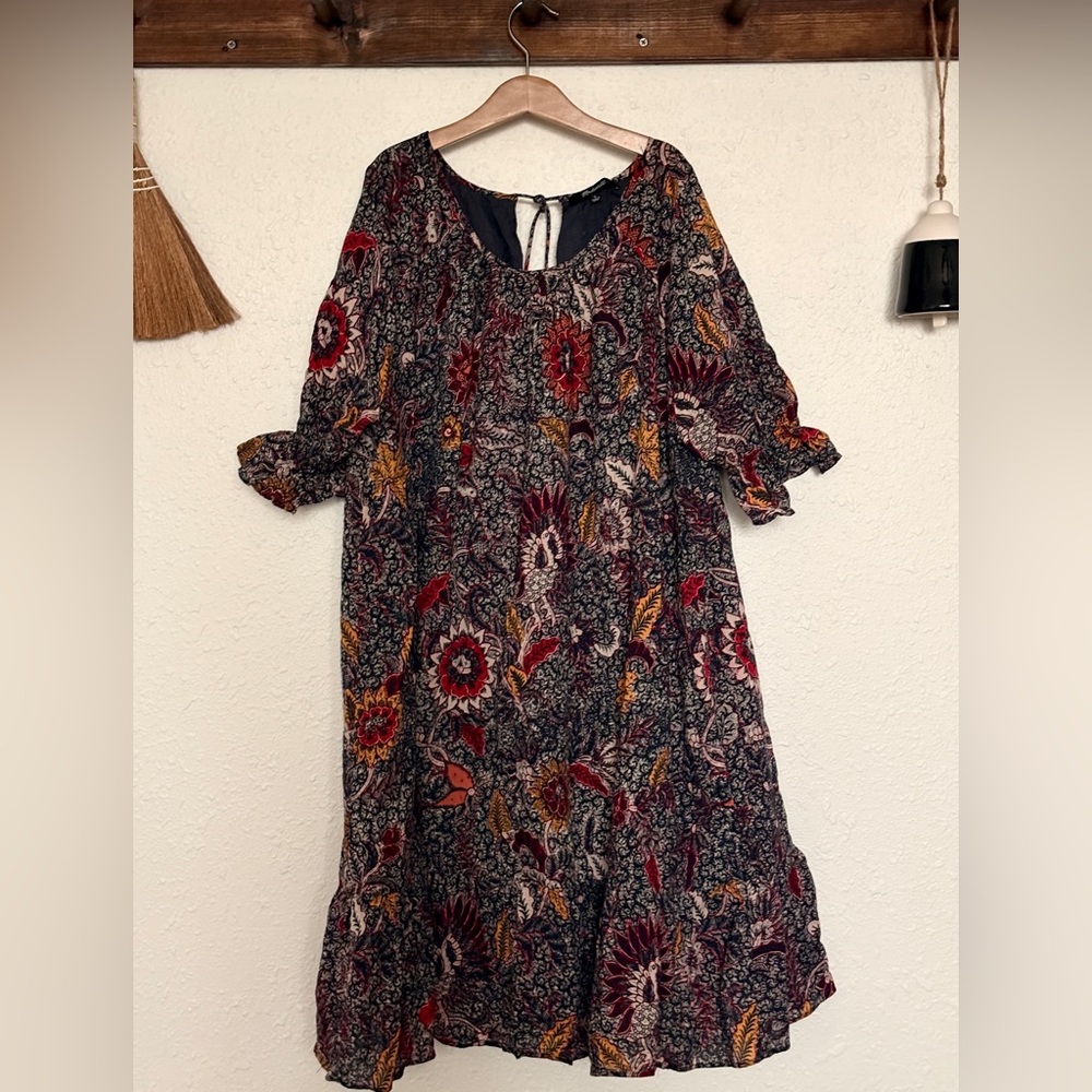 Madewell Floral Ruffle Hem Short Casual Dress - Large